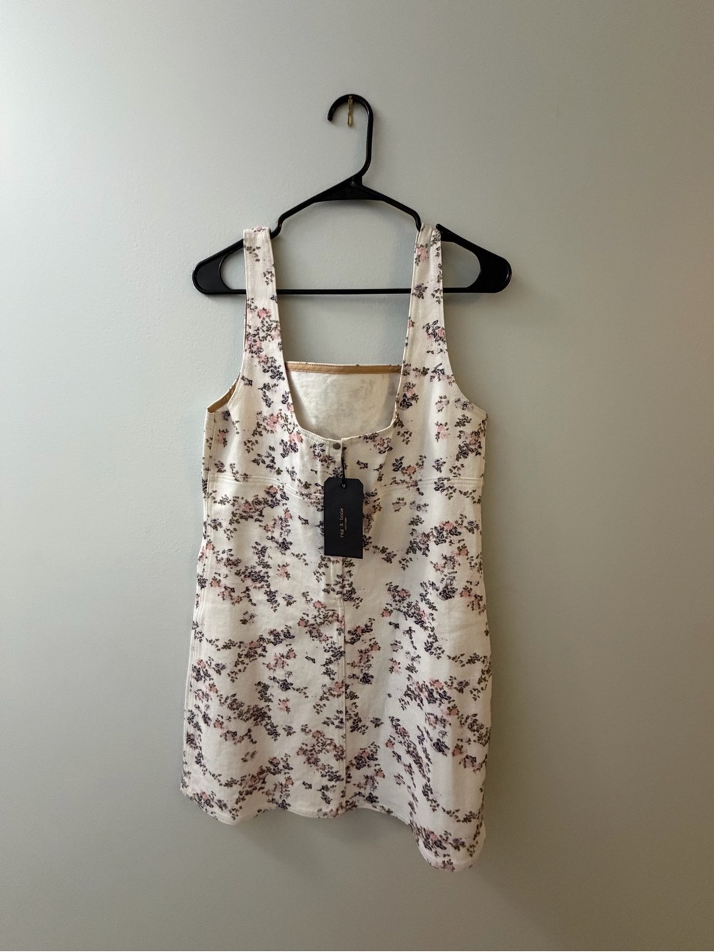 rag & bone Cream Mini Dress with Pink/Brown Floral Print
